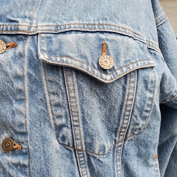 Vintage 90s y2k Limited Jeans Blue Jean Cotton Denim Classic Trucker Jacket Md - Picture 6 of 9